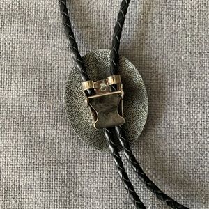 Vintage Accessories - Vintage Bolo Tie with Stone Inlay Vintage Accessories - Vintage Bolo Tie with Stone Inlay